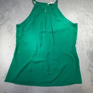 Violet + Claire Green Halter Neck Pleated Blouse Size L Emerald Sleeveless Top